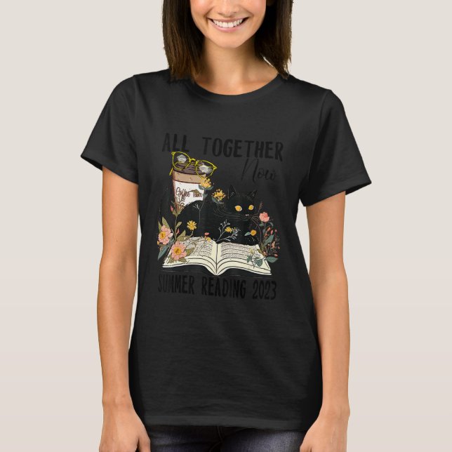 All Together Now Summer Reading 2023 Flower Cat Bo T-Shirt (Front)