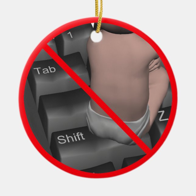 ALL UPPERCASE PROHIBITED! CERAMIC ORNAMENT (Front)