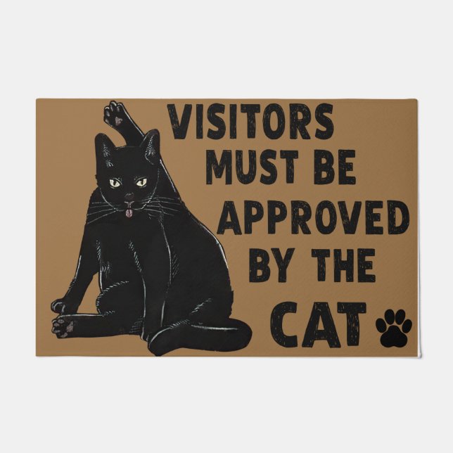 All Visitors Must Be Approved By Cat, Personalized Doormat (Front)