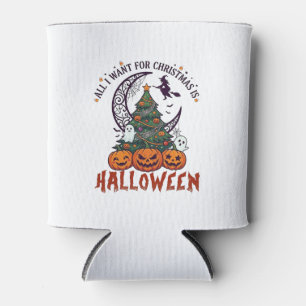 All Want Christmas Halloween Tree Pumpkins Ghosts_ Can Cooler