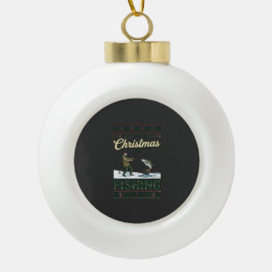 All Want Christmas Is Fishing Fisherman Fish Snowf Ceramic Ball Christmas Ornament