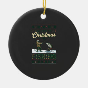 All Want Christmas Is Fishing Fisherman Fish Snowf Ceramic Ornament