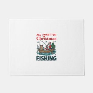 All Want Christmas Is Fishing Santa Reindeer Boat Doormat