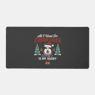 All Want Christmas Is Husky Dog Santa Hat Desk Mat