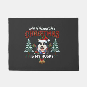 All Want Christmas Is Husky Dog Santa Hat Doormat