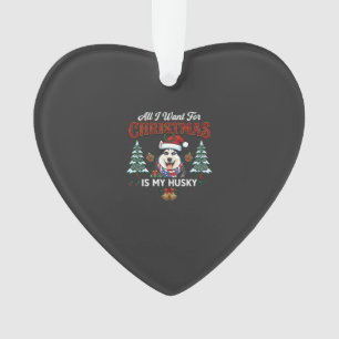 All Want Christmas Is Husky Dog Santa Hat Ornament