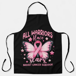 All Warriors Have Scars Breast Cancer Survivor Apron