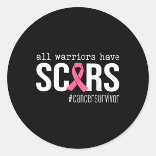 All Warriors Have Scars Pink Ribbon Breast Cancer Classic Round Sticker