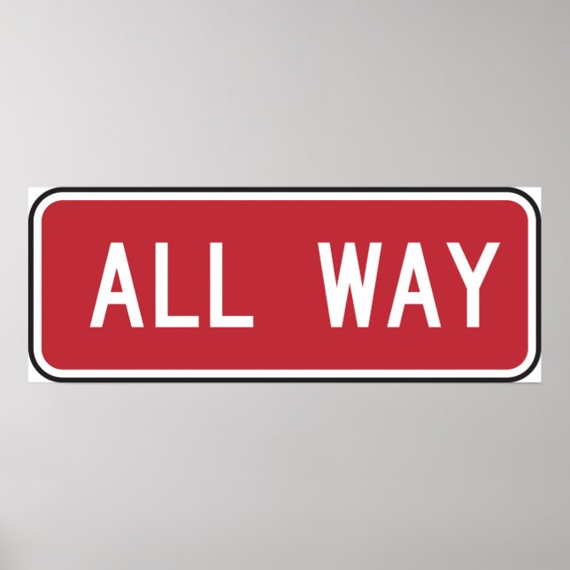 All Way Sign On Red (Front)