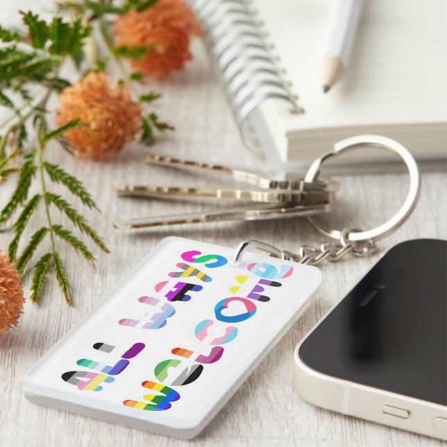 All Ways Welcome LGBTQIA+ inclusivity queer pride Keychain (Front Right)