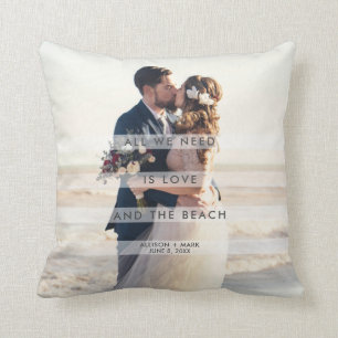 All We Need is Love and the Beach Wedding Photo Throw Pillow