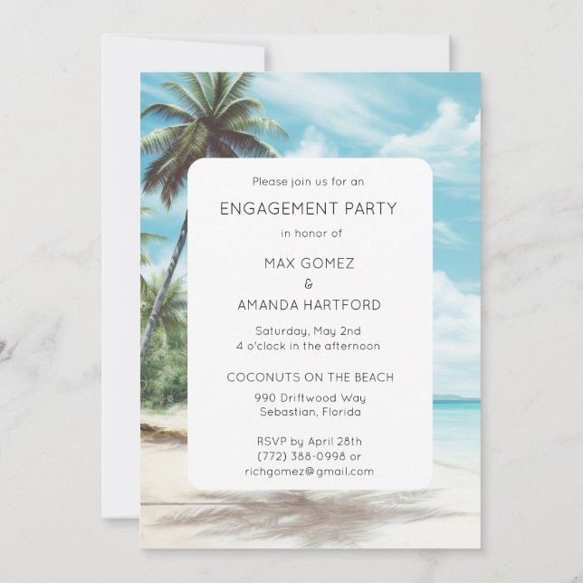 All We Need is Love Beach Engagement Party Invitation (Back)