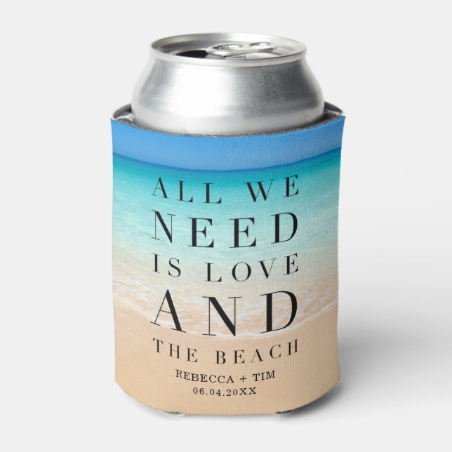 All We Need Is Love Beach Wedding Day Favours Can Cooler (Can Front)