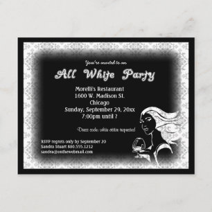 All White Attire Theme Party Invitation