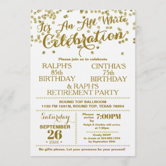 All White Celebration Faux Gold Invitation