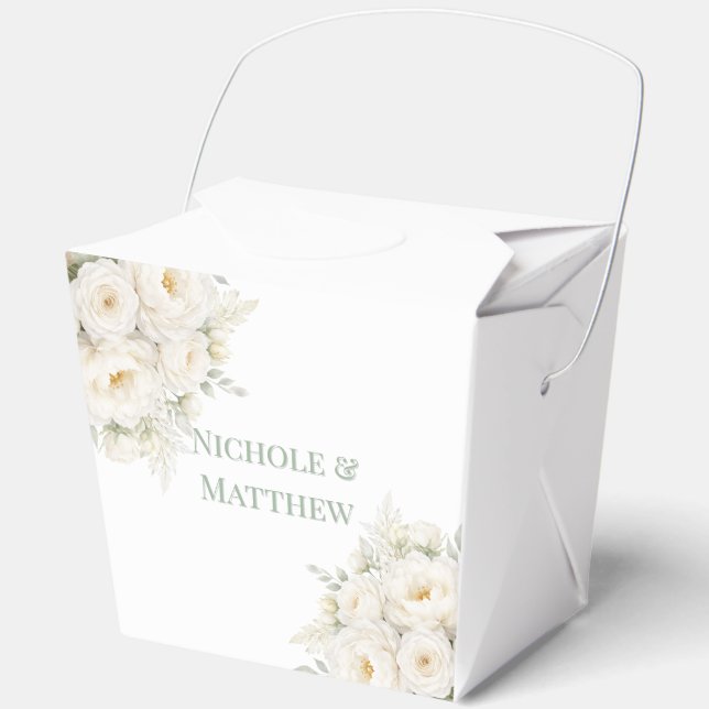 All White Floral Wedding Favor Box (Front)