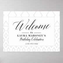 All White Party Birthday Welcome Sign