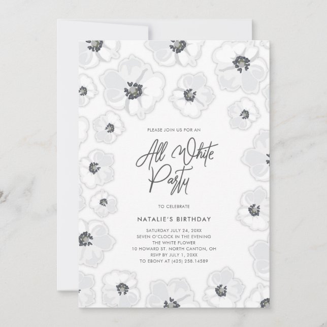 All White Summer Party Invitation (Front)