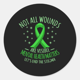 All Wounds Are Visible Mental Health Awareness Gra Classic Round Sticker
