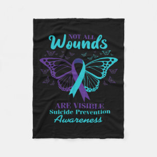 All Wounds Are Visible Suicide Awareness Mental He Fleece Blanket
