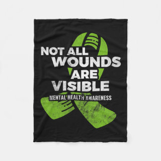 All Wounds Visible Mental Health Awareness Psychol Fleece Blanket