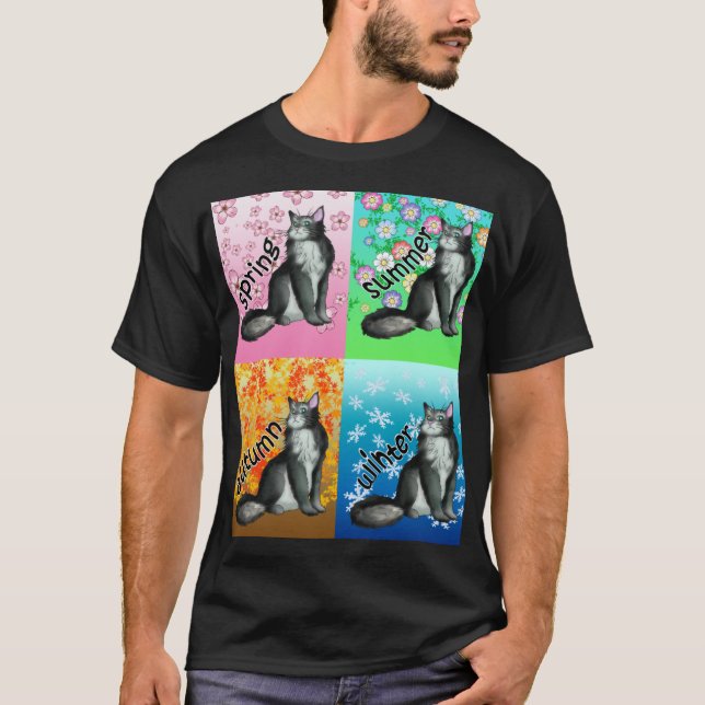 all year black and white maine coon T-Shirt (Front)