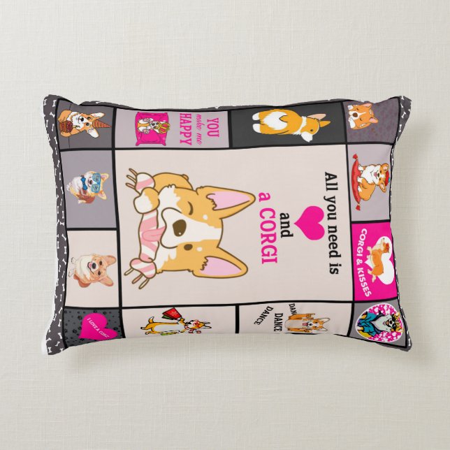 All You Need  Is Corgi Blanket Accent Pillow (Front)