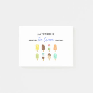 All You Need Is Ice Cream Funny Design Post-it Notes