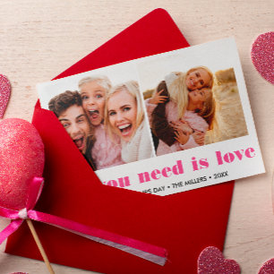 ALL YOU NEED IS LOVE 2 Photo Valentine's Day PINK Card