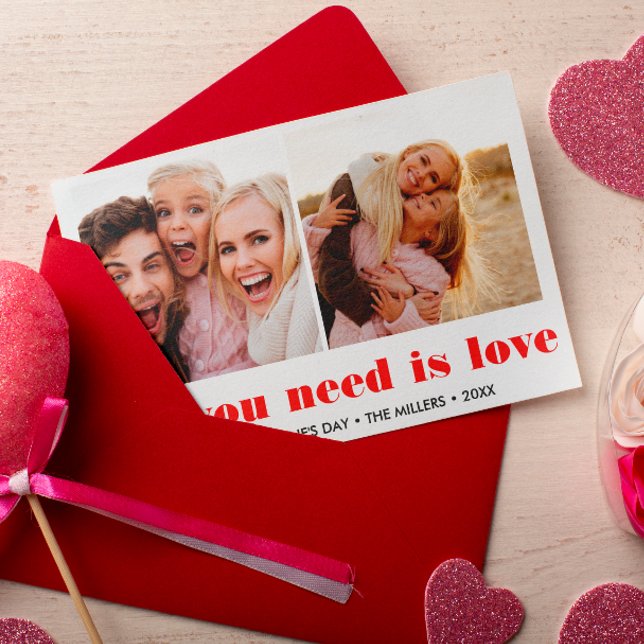 ALL YOU NEED IS LOVE 2 Photo Valentine's Day RED Card (Creator Uploaded)
