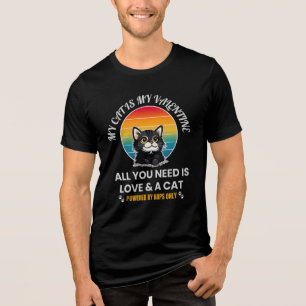 All You Need Is Love & A Cat T-Shirt, Funny Cat  Tri-Blend Shirt