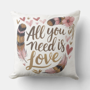 All You Need Is Love – A Gentle Boho Whisper Throw Pillow