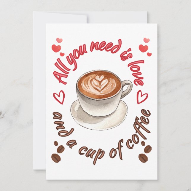 All you need is love and a cup of coffee invitation (Front)
