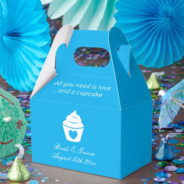 All you need is love and a cupcake blue wedding favor box (Party)