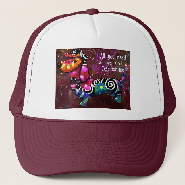 All You Need Is Love and a Dachshund Abstract Art Trucker Hat (Front)