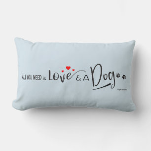All you need is Love and a Dog! Paw Prints Lumbar Pillow