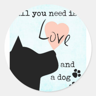 all you need is love and a dog pink blue pit bull classic round sticker