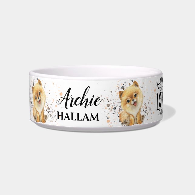 All you need is Love and a Dog (Pomeranian) Bowl (Left)