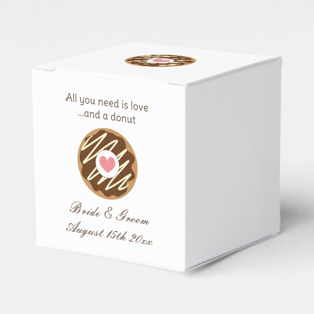 All you need is love and a doughnut custom wedding favor box (Front Side)