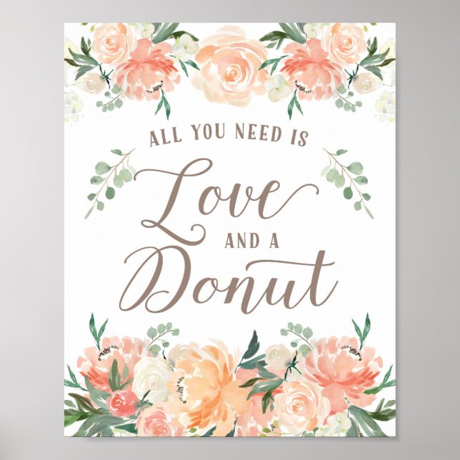 All you need is Love and a Doughnut Dessert Table Poster (Front)