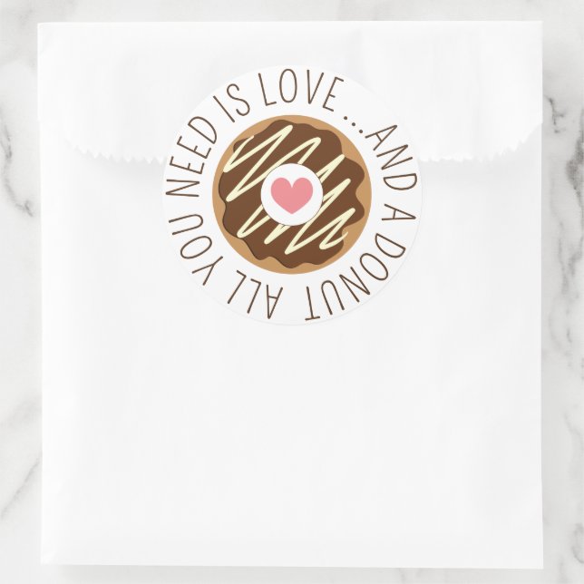 All you need is love and a doughnut wedding favour classic round sticker (Bag)