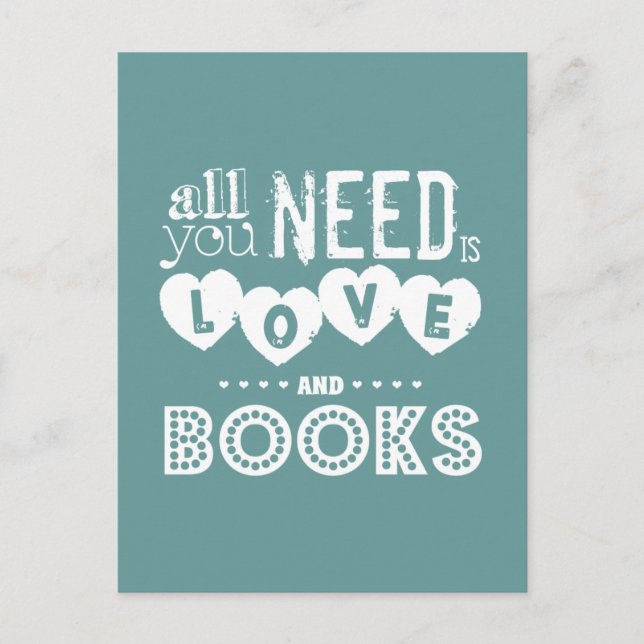 All You Need is Love and Books Postcard (Front)