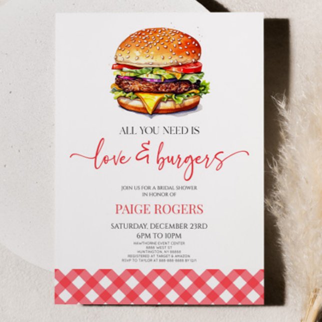 All You Need Is Love and Burgers Bridal Shower Invitation (Creator Uploaded)