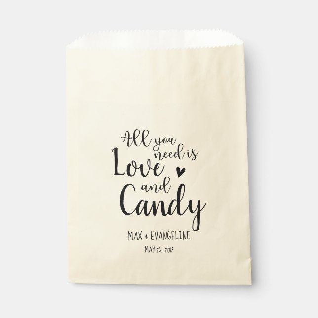 All You Need Is Love and Candy Customized Wedding Favour Bag (Front)