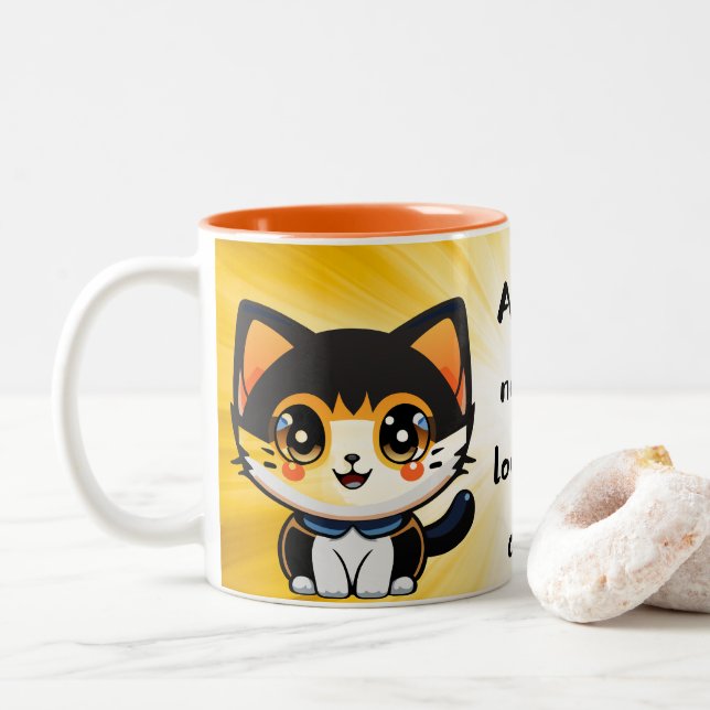 all you need is love and cat Two-Tone coffee mug (With Donut)