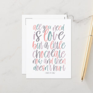 All You Need Is Love and Chocolate Valentine's Day Holiday Postcard