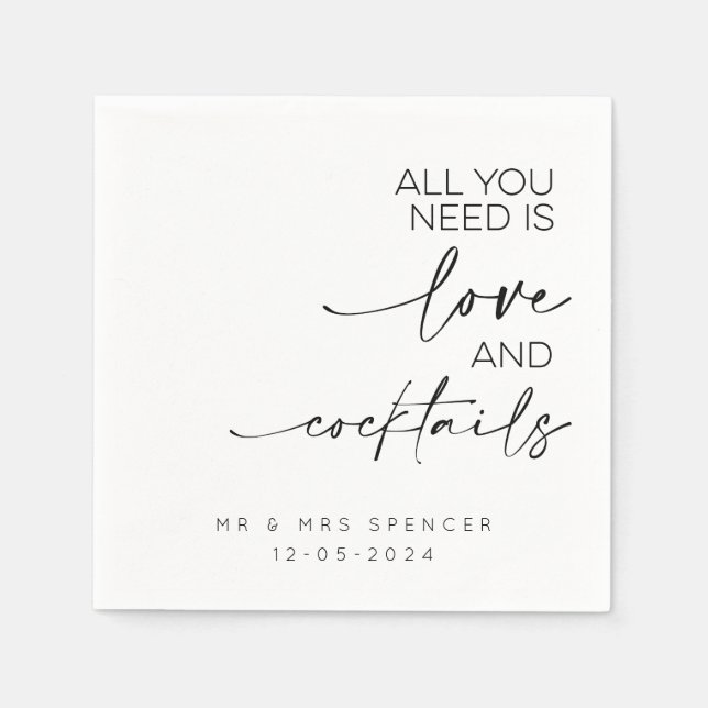 All You Need Is Love And Cocktails Napkin (Front)