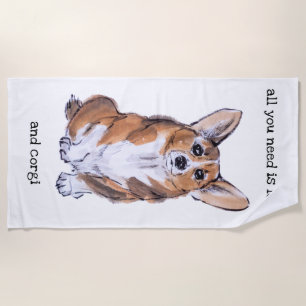 All you need is love and corgi beach towel