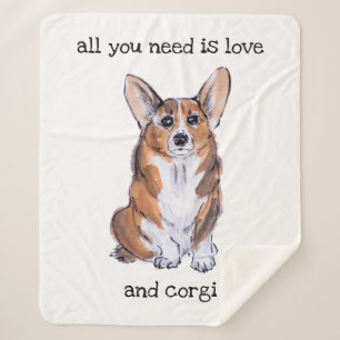 All you need is love and corgi sherpa blanket