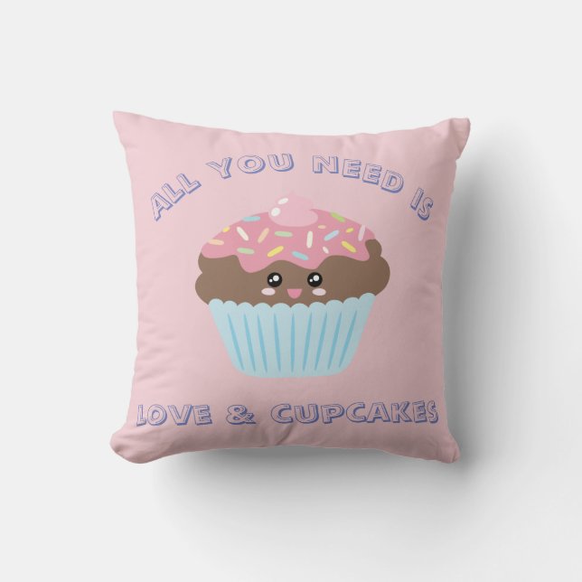 All You Need Is Love And Cupcakes Pastel Colours Throw Pillow (Front)